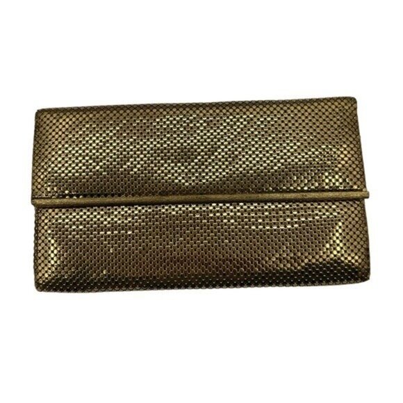 Vintage Whiting & Davis Co Mesh Bag Clutch Gold Tone Wallet Evening Bag USA 40's - Picture 1 of 9